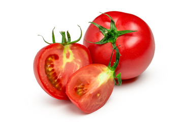 Red tomatoes set isolated on white background