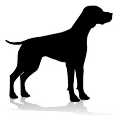 A detailed animal silhouette of a pet dog