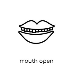 Mouth Open icon. Trendy modern flat linear vector Mouth Open icon on white background from thin line Human Body Parts collection