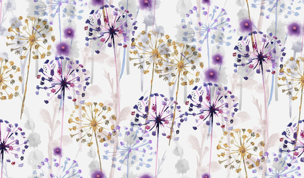 Seamless Watercolor Wild Floral Pattern In Hand Painting Style , Delicate Flower Wallpaper