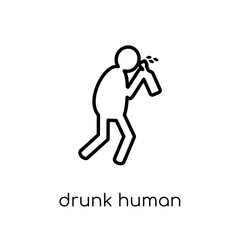 drunk human icon. Trendy modern flat linear vector drunk human icon on white background from thin line Feelings collection