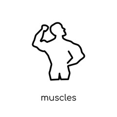 Obraz na płótnie Canvas Muscles icon. Trendy modern flat linear vector Muscles icon on white background from thin line Gym and fitness collection