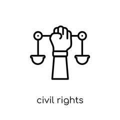 civil rights icon. Trendy modern flat linear vector civil rights icon on white background from thin line law and justice collection