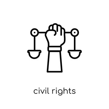 Civil Rights Icon. Trendy Modern Flat Linear Vector Civil Rights Icon On White Background From Thin Line Law And Justice Collection