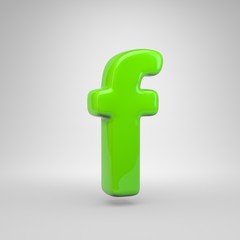UFO green color letter F lowercase isolated on white background