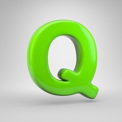 UFO green color letter Q uppercase isolated on white background