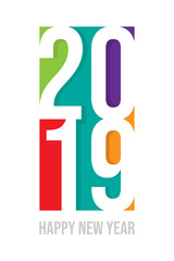 Happy new year 2019, vector background. Vector greeting card design template. Cover of calendar for 2019 with wishes