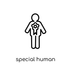 special human icon. Trendy modern flat linear vector special human icon on white background from thin line Feelings collection