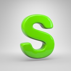 UFO green color letter S uppercase isolated on white background