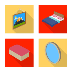 Vector illustration of bedroom and room logo. Set of bedroom and furniture stock symbol for web.