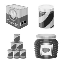 Vector design of can and food icon. Set of can and package vector icon for stock.