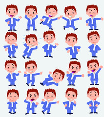 Cartoon character businessman in casual style. Set with different postures, attitudes and poses, doing different activities in isolated vector illustrations.