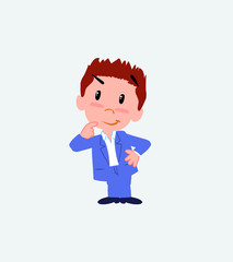 Businessman in casual style thoughtful and happy.