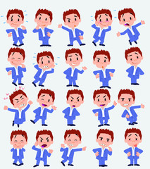 Cartoon character businessman in casual style. Set with different postures, attitudes and poses, doing different activities in isolated vector illustrations.