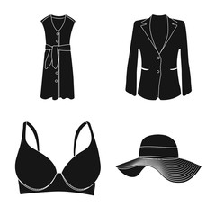 Naklejka premium Vector design of woman and clothing icon. Collection of woman and wear stock vector illustration.