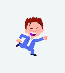 Businessman in casual style running smiling.