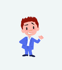 Businessman in casual style showing something in positive attitude.