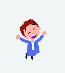 Businessman in casual style jumping for joy.