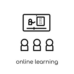 Online learning icon. Trendy modern flat linear vector Online learning icon on white background from thin line E-learning and education collection