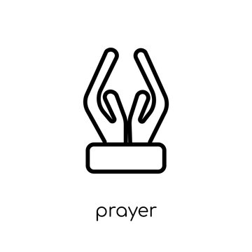 Prayer icon. Trendy modern flat linear vector Prayer icon on white background from thin line Religion collection