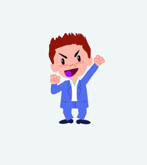 Businessman in casual style cheering enthusiastically.