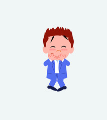 Businessman in casual style trying to contain the laughter.