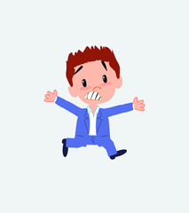 Businessman in casual style running terrified.