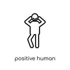 positive human icon. Trendy modern flat linear vector positive human icon on white background from thin line Feelings collection