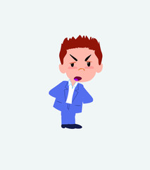 Businessman in casual style is slightly angry.