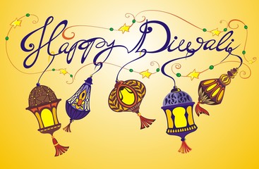Happy Diwali Holiday background. Vector illustration