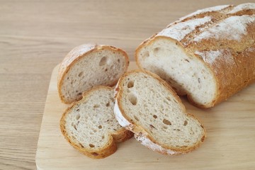 Bread on table.