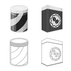 Isolated object of can and food icon. Collection of can and package vector icon for stock.