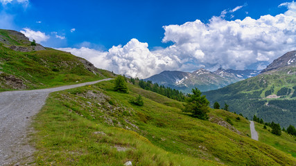 Fototapeta na wymiar Mountain landscape along the road to Colle dell'Assietta