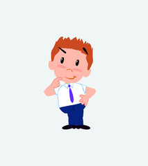 Businessman in casual style thoughtful and happy.