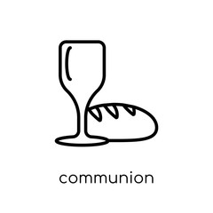 Communion icon. Trendy modern flat linear vector Communion icon on white background from thin line Religion collection