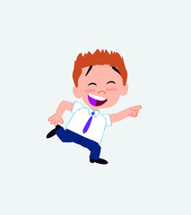 Businessman in casual style running smiling.