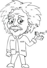Cartoon character professor. Funny scientist . coloring book