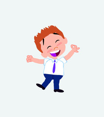 Businessman in casual style exulting in happiness