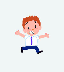 Businessman in casual style running terrified.