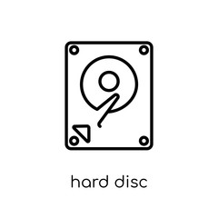 Hard disc icon. Trendy modern flat linear vector Hard disc icon on white background from thin line Internet Security and Networking collection