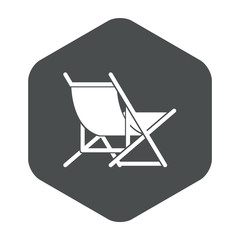 Icono plano silla de playa en hexágono gris