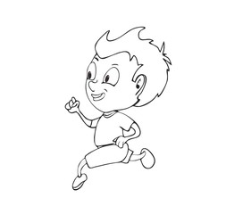 Cute Cartoony Boy Running coloring page 