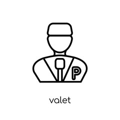 valet icon. Trendy modern flat linear vector valet icon on white background from thin line Hotel collection, outline vector illustration
