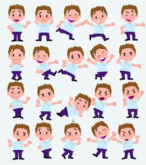 Cartoon character businessman in casual style. Set with different postures, attitudes and poses, doing different activities in isolated vector illustrations.