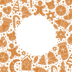 Background Merry Christmas gingerbread cookies figures