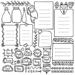 Bullet journal and Christmas doodle vector elements