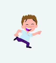 Businessman in casual style running smiling.