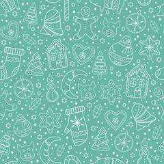 Christmas hand drawn seamless pattern