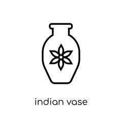 indian Vase icon. Trendy modern flat linear vector indian Vase icon on white background from thin line india collection