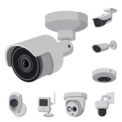 Isolated object of cctv and camera symbol. Set of cctv and system vector icon for stock.